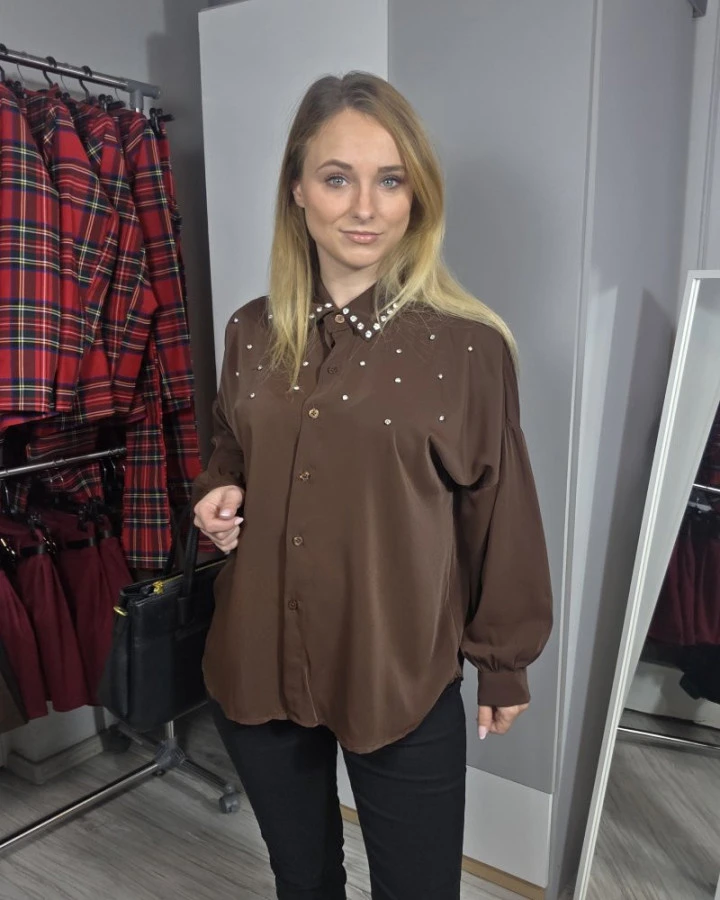 Elegancka koszula z perełkami | IdeaFashion