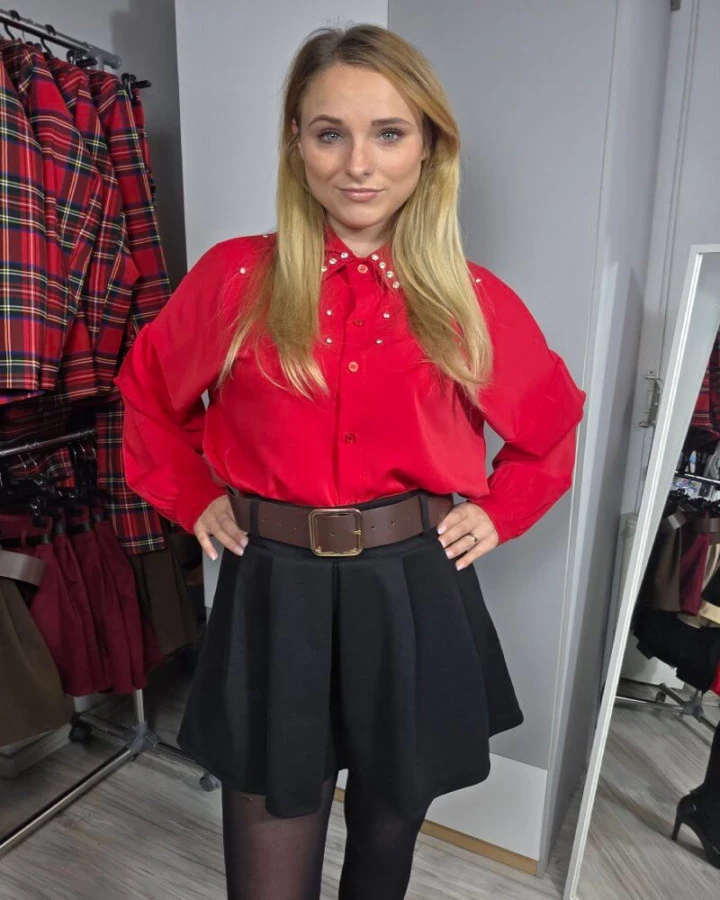 Rozkloszowane spódniczko-spodenki z paskiem | IdeaFashion