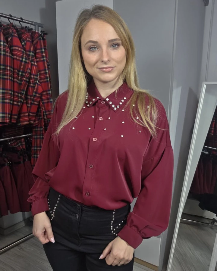 Elegancka koszula z perełkami | IdeaFashion