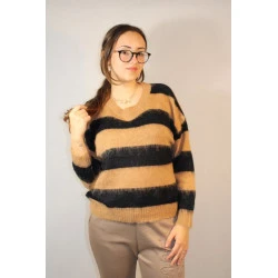 Dwukolorowy sweter w paski