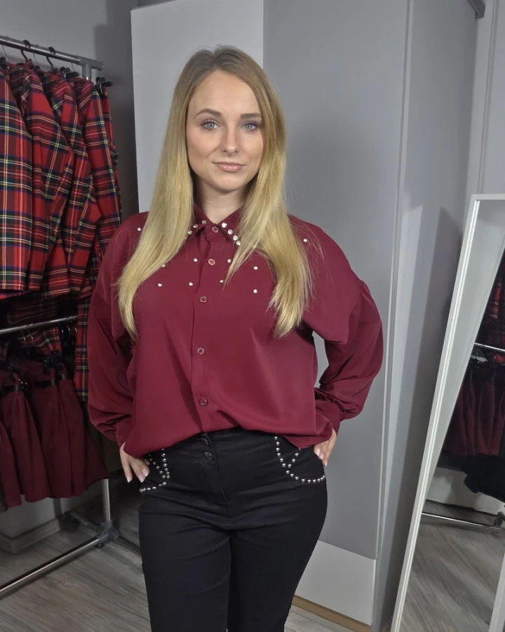 Elegancka koszula z perełkami | IdeaFashion