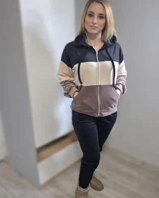 Damski komplet dresowy welurowy z kapturem