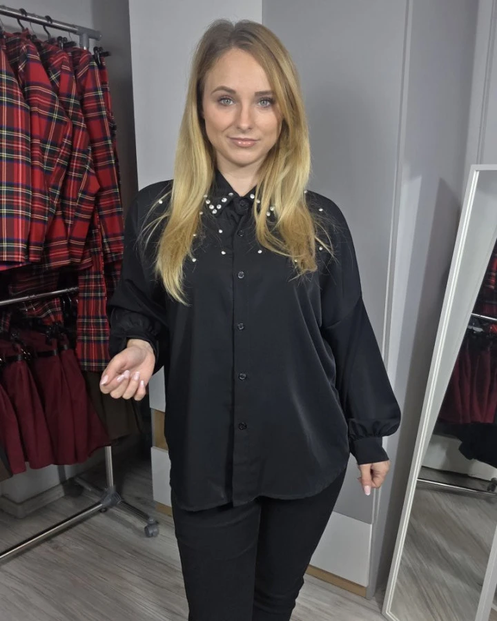 Elegancka koszula z perełkami | IdeaFashion