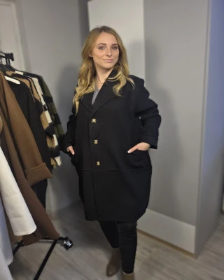 Lekki płaszcz damski oversize z kieszeniami – modny płaszcz na jesień | IdeaFashion