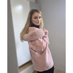 Płaszcz alpaka pudrowy róż