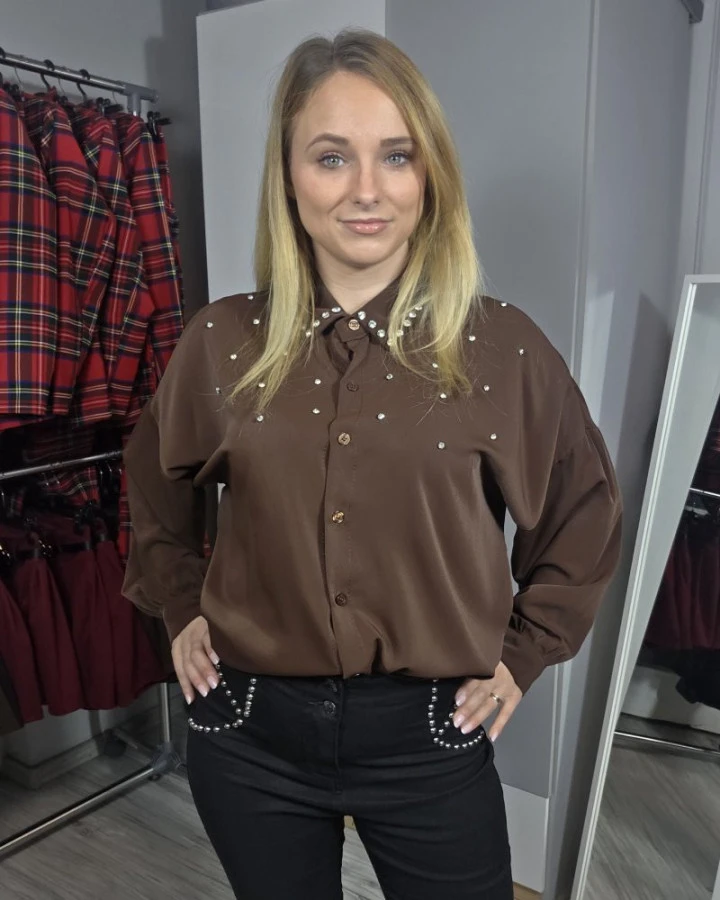 Elegancka koszula z perełkami | IdeaFashion