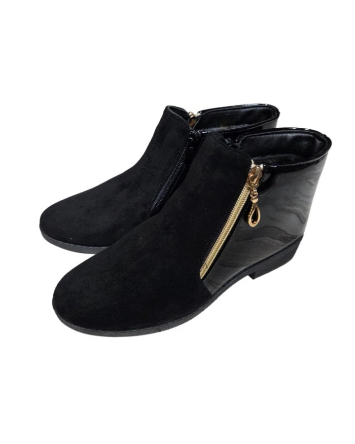 Czarne eleganckie botki damskie - model ocieplany